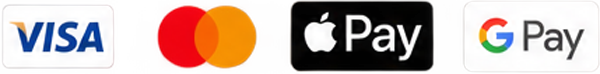 Visa, Mastercard, Apple Pay and Google Pay accepted